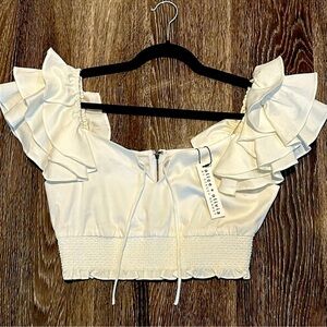 Alice + Olivia NWT white ruffle crop top